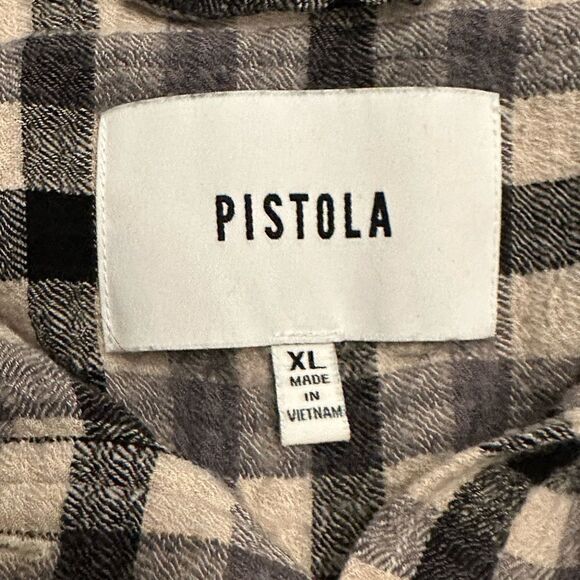 Pistola Check Popover Top Blouse Size Medium Black Cream Gray NWOT XL - Picture 8 of 9